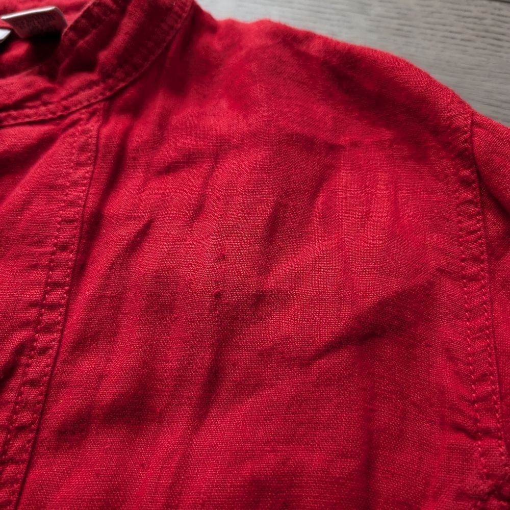 Chico's Red Linen‎ Jacket Button Up Size Large (2) - Picture 7 of 9